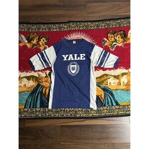 Vintage Yale University Football Jersey Shirt Large Navy 80s Rare Rugby True VTG